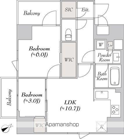 ルミーク三軒茶屋(2LDK/4階)の間取り写真