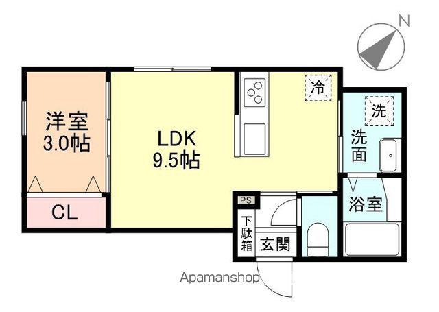 LUNA江尻Ⅱ(1LDK/1階)の間取り写真
