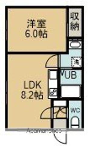 クレイドル富岡Ⅱ(1DK/2階)の間取り写真