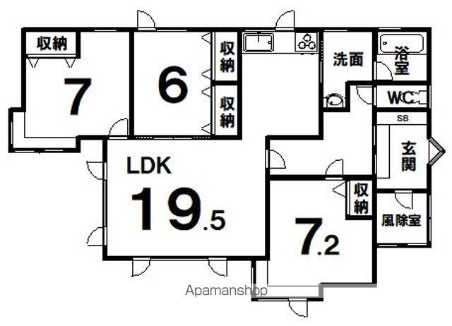 根室本線 新大楽毛駅 徒歩8分 1階建 築36年(3LDK)の間取り写真