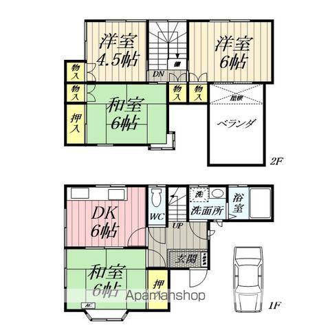 つくばエクスプレス 八潮駅 バス乗車時間：27分 下二丁目バス停で下車 徒歩1分 2階建 築42年(4DK)の間取り写真