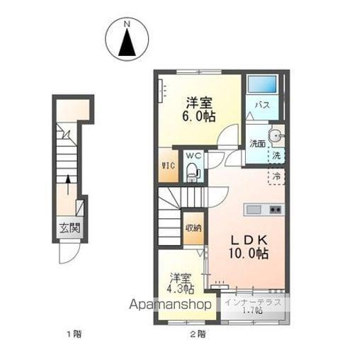 保原町アパート(2LDK/2階)の間取り写真