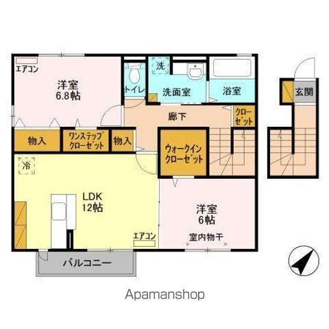 ラ・フルール A(2LDK/2階)の間取り写真