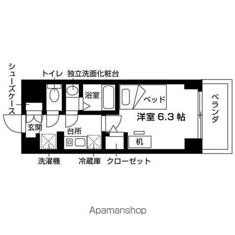 エスリードカレッジゲート南草津(1K/9階)の間取り写真