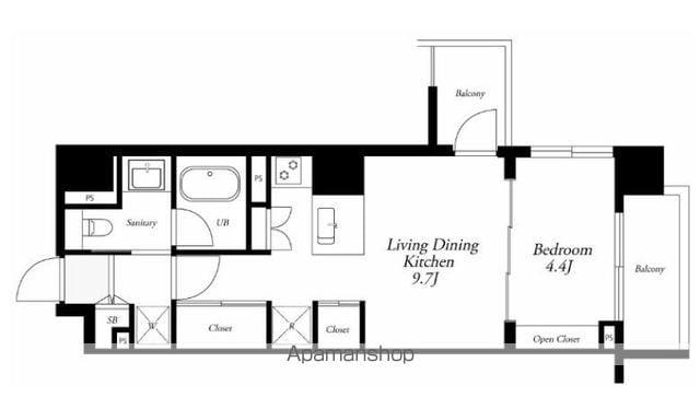 キャッツ原宿(1LDK/9階)の間取り写真
