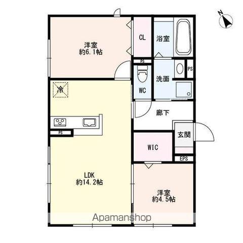 スピネル南草津(2LDK/2階)の間取り写真