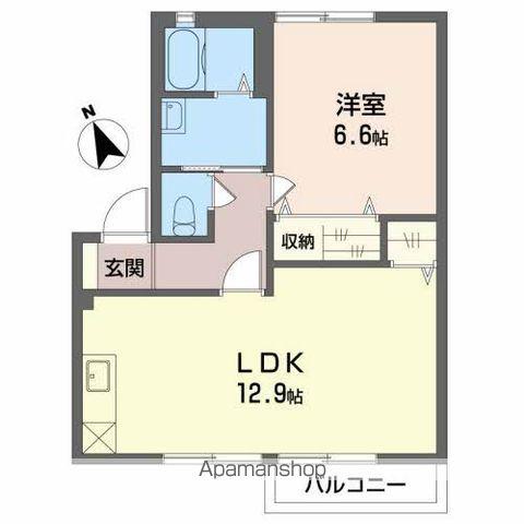 アペックス B(1LDK/1階)の間取り写真
