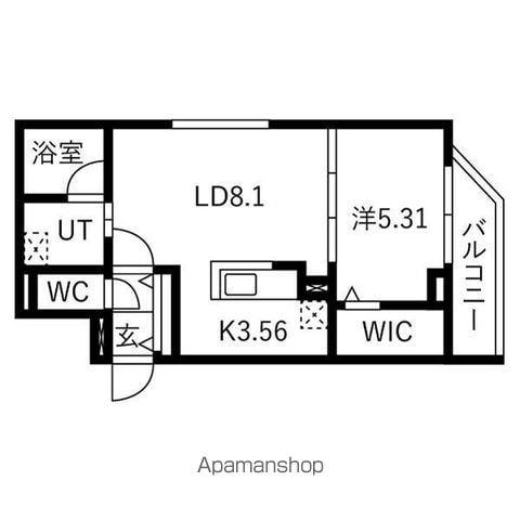 カレラ水車町(1LDK/4階)の間取り写真