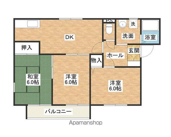 パークコートA棟(3DK/1階)の間取り写真