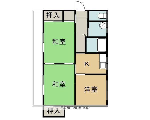 阿武隈急行 福島学院前駅 徒歩44分 2階建 築47年(3K)の間取り写真