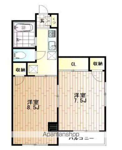 グランベルアビタシオン(2K/2階)の間取り写真