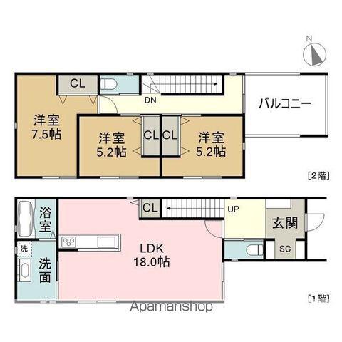 名古屋市桜通線 吹上駅(愛知) 徒歩6分 2階建 築1年(3LDK)の間取り写真