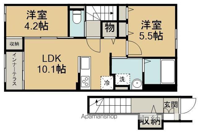 フォルトゥーナ(2LDK/2階)の間取り写真