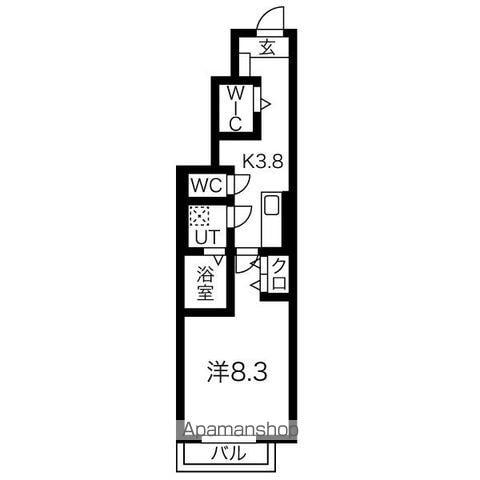 シャンペトル向中野(1K/1階)の間取り写真