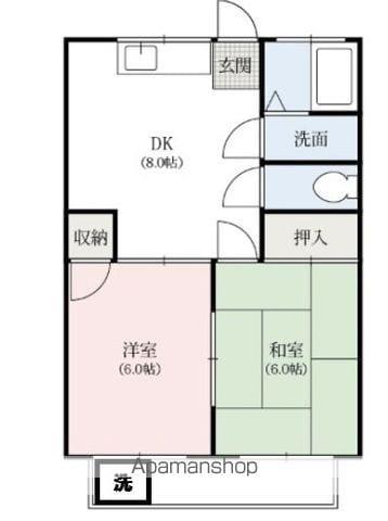 長谷川コーポ(2DK/1階)の間取り写真