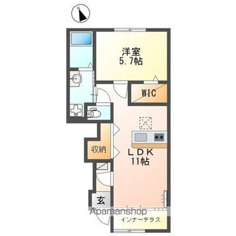 東草津マンション(1LDK/1階)の間取り写真