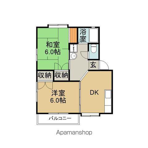 グリーンヒルともべ弐号館(2DK/2階)の間取り写真