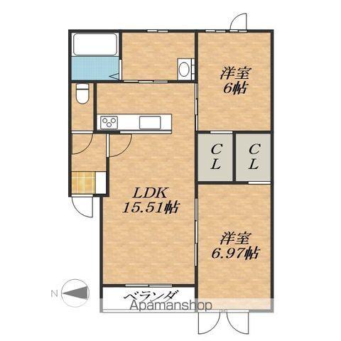 西13南13マンション(2LDK/3階)の間取り写真