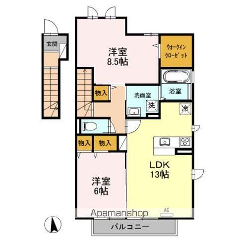 サニーサイド聖蹟Ⅰ(2LDK/2階)の間取り写真