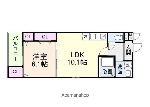 フジパレスエンⅢ号館(1LDK/1階)の間取り写真