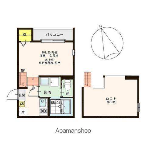 ハーモニーテラス東照宮Ⅲ(ワンルーム/1階)の間取り写真