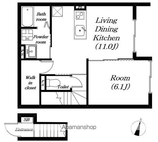 エトワール下坂浜A(1LDK/2階)の間取り写真