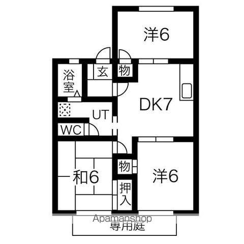 アネックスウエスト(3DK/1階)の間取り写真