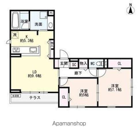 LUVITA新福寺町(2LDK/1階)の間取り写真