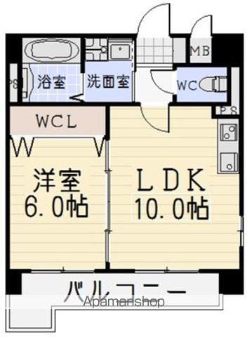 ロアール泉(1LDK/8階)の間取り写真