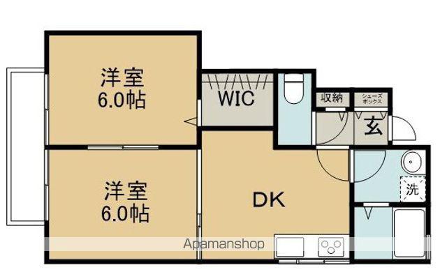 ローズコート阿部C・D棟(2DK/1階)の間取り写真