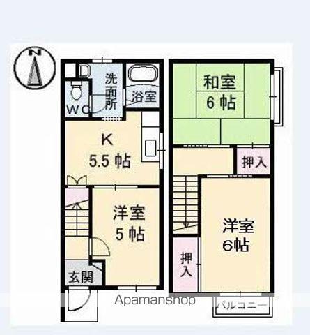 メゾネット土居田(3K/1階)の間取り写真