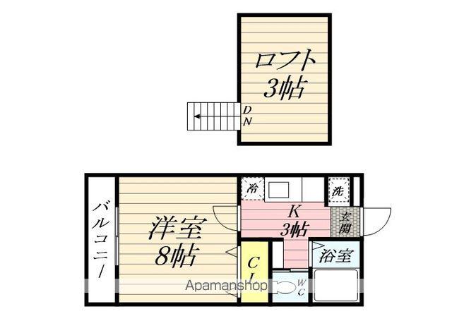 エスポワール港南(1K/2階)の間取り写真