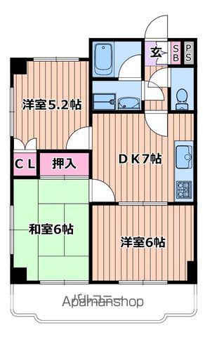 COTTN PLAZA(3DK/5階)の間取り写真