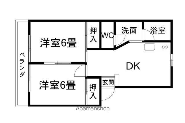 グリーンヒル(2DK/3階)の間取り写真