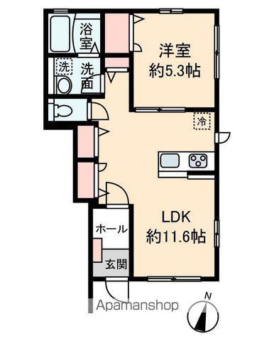 坂戸市伊豆の山アパート(1LDK/1階)の間取り写真