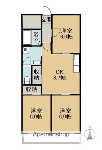 ミヤジママンション(3DK/4階)の間取り写真