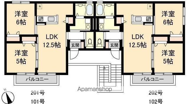 QUARTETT(2LDK/2階)の間取り写真