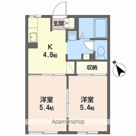 クレスト フジスイ A(2K/1階)の間取り写真