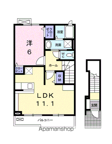 レジデンスノーグチN(1LDK/2階)の間取り写真