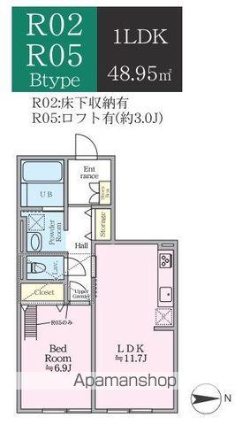 ティーリミテッド(1LDK/2階)の間取り写真