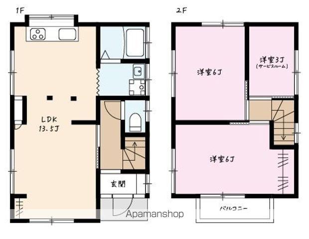 青梅線 牛浜駅 徒歩13分 2階建 築50年(2SLDK)の間取り写真