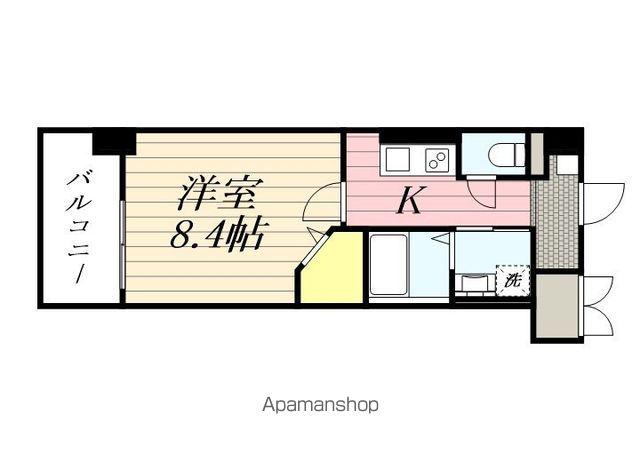グランセル(1K/4階)の間取り写真