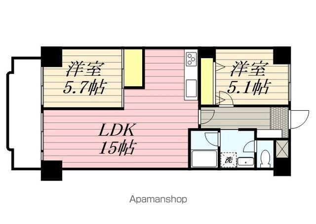 ダイアパレス久留米(2LDK/4階)の間取り写真