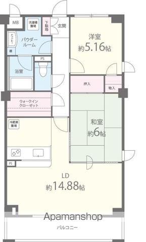 グランドゥール(2LDK/2階)の間取り写真