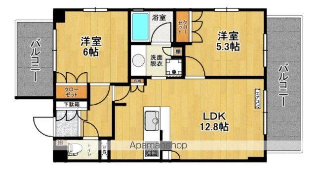コンフィアル赤木(2LDK/12階)の間取り写真