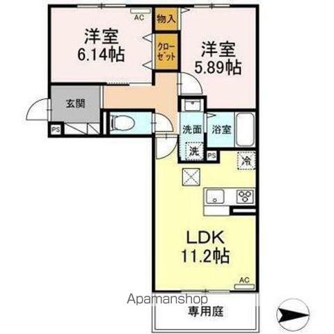 ウィステリア Ⅱ(2LDK/1階)の間取り写真