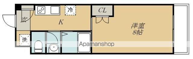 バウスクロス仙台宮町(1K/2階)の間取り写真