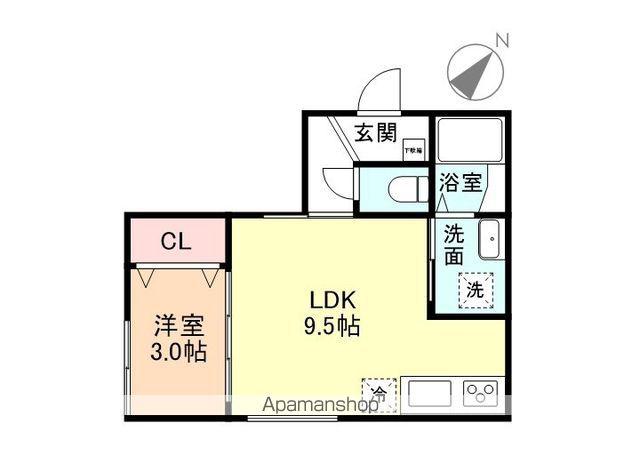 LUNA江尻Ⅱ(1LDK/2階)の間取り写真