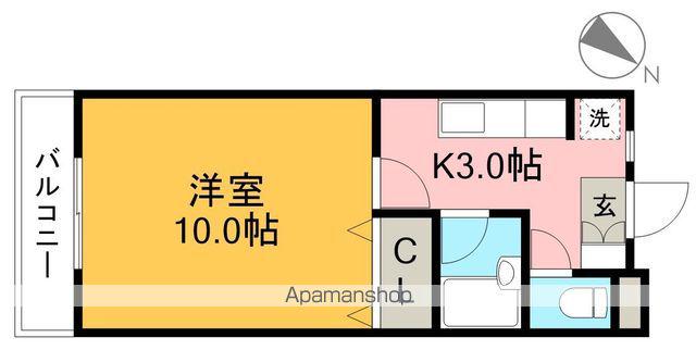 アシェル(1K/3階)の間取り写真