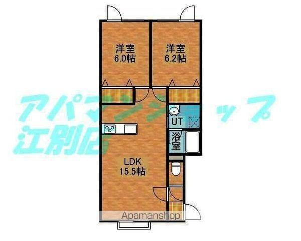 スリムリバーハイツⅢ(2LDK/1階)の間取り写真